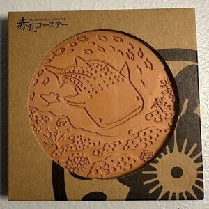 Okinawa Akagawara Clay Tile Material Coaster with a Whale Shark